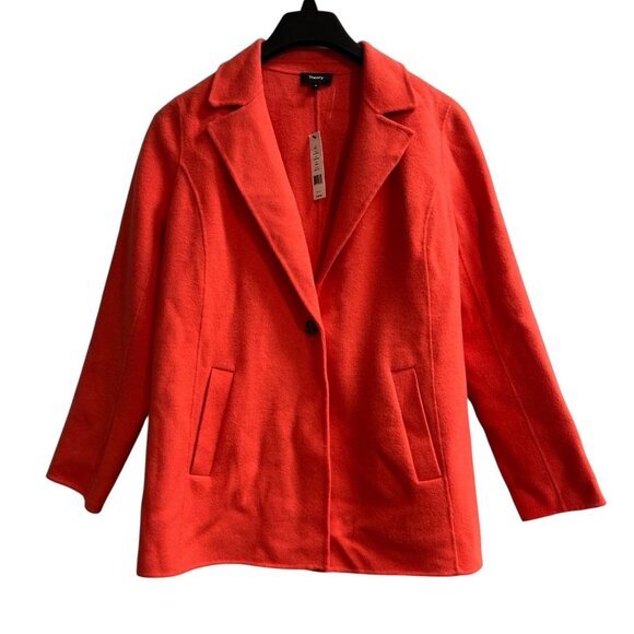 Theory Blazer Women M/L Coral Florencia Lorywash Jacket One Button Quiet Luxury - Picture 1 of 8